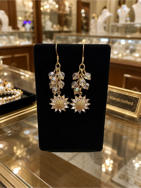 Hand Crafted Jewelry - Hand Crafted Gold Sunflower Cha Cha Earrings